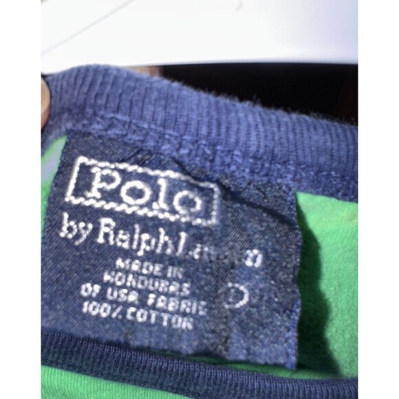 Y2K 90s Polo Ralph Lauren Watermark Logo Tee Sz L Small‎ Pony Green - Picture 2 of 3